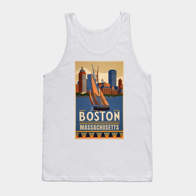 A Vintage Travel Art of Boston - Massachusetts - US Tank Top by goodoldvintage